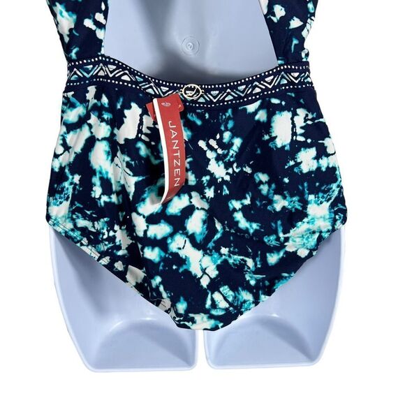 Jantzen Bleach Tie Dye Print Racerback Bathing Suit with Liw Back - Picture 9 of 11